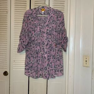 Ruby Rd. Pink and Black Paisley Top